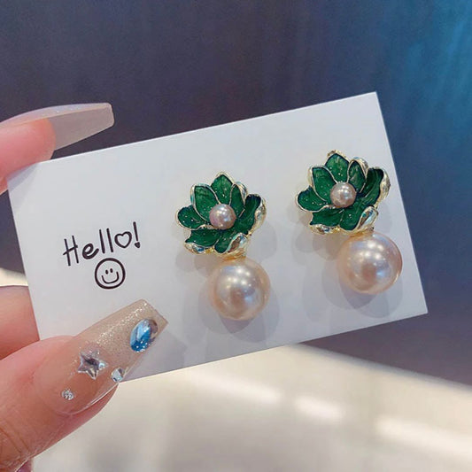 Flower Pearl Drop Earrings