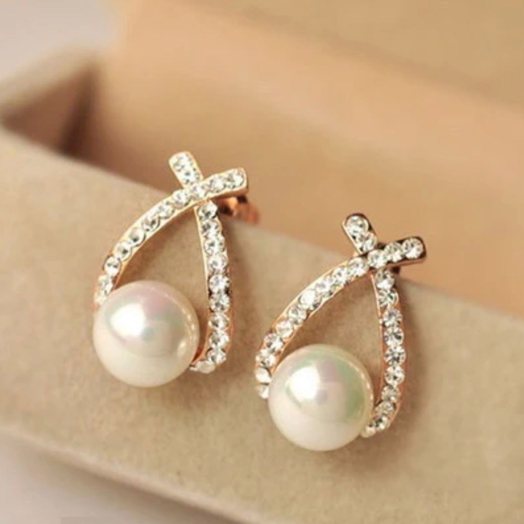 Cross Pearl Studs pair