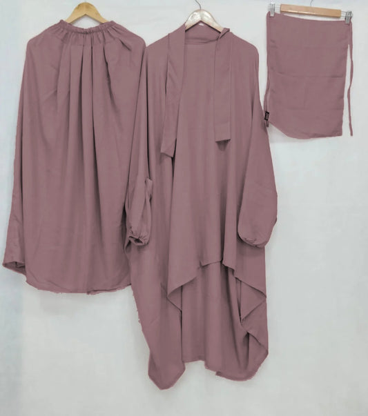 3 Piece Jilbab - Tea Pink